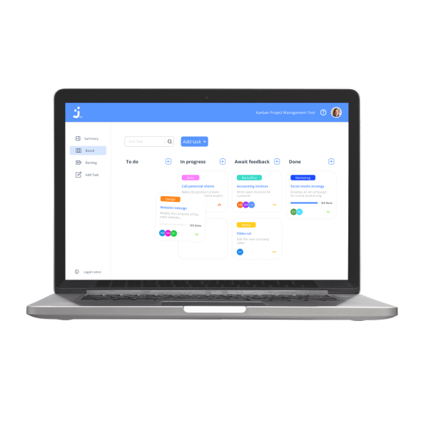 Screenshot des Kanban-Task-Managers Join auf einem Laptop