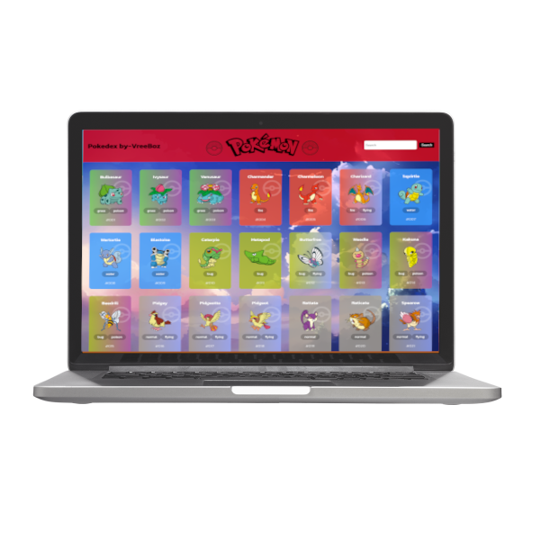 Screenshot der Pokédex-Web-App mit Pokémon-Übersicht